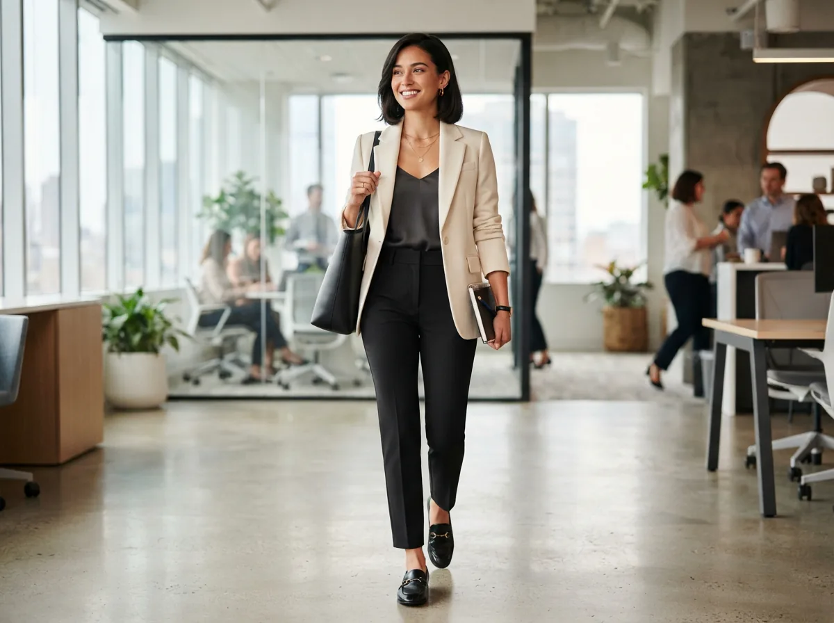 Scene depicting the Wilfred Melina Pant in a professional office setting.